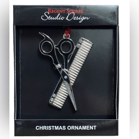 Regent Square Studio Design Hair Stylist Scissor & Comb Sparkling Ornament - Picture 5 of 9